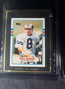 1989 TOPPS TROY AIKMAN 24K GOLD HIGHLAND MINT CARD W/ BOX & COA 247/375 - Picture 1 of 7