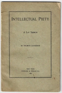 RARE 1896 INTELLECTUAL PIETY by THOMAS DAVIDSON - Philosophy - Glenmore School - Bild 1 von 4