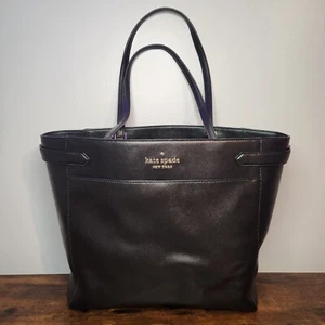 Kate Spade New York Staci Large Laptop Tote Leather Handbag Black WKRU7099 - Picture 1 of 14