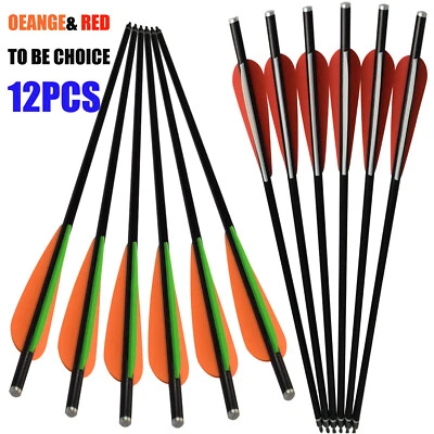 12X 8*6mm Fiberglass Arrow Crossbow Bolts with 3" TPU Vane Flat Nock Shoot Beast - Image 1 of 4