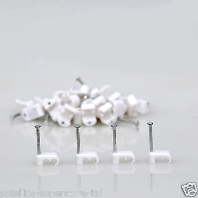 WF65 Clips de cable redondo blanco escopeta satelital de doble clip para paquete Sky HD Q x 100 Foto 1 de 4