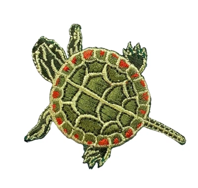 Painted Turtle - Green/Natural/Reptile - Iron on Applique/Embroidered Patch - Image 1 of 4