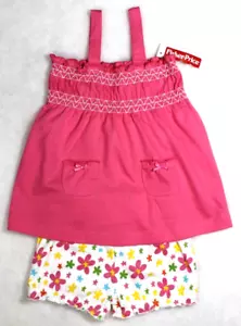 NIÑAS 0-3 Meses Conjunto de 2 Piezas Rosa Ahumado Top Floral Pantalones Cortos Fisher Precio Nuevo con Etiquetas - Imagen 1 de 4