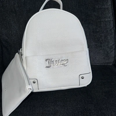 NUEVO CON ETIQUETAS Juicy Couture Mochila Bolso de Hombro Cuero Sintético Blanco + Monedero Gratis Foto 1 de 4