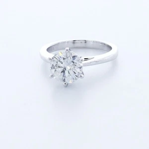 4.37ct G-SI2 Round Natural Certified Diamonds 14kw Gold Classic Engagement Ring - Picture 1 of 3
