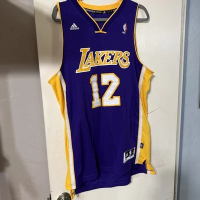 L A Lakers Dwight Howard # 12 Adidas NBA Sz Med men's Jersey Purple Gold - Image 1 of 4