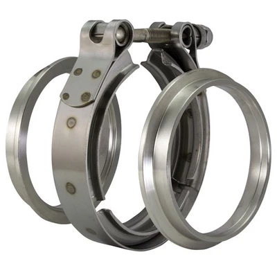 Fascetta a nastro 63 mm 2,5" V anelli di saldatura anelli di centraggio flangia di scarico acciaio inox - Immagine 1 di 4