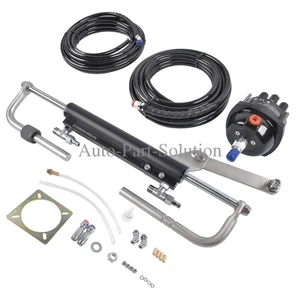 Boat Hydraulic Steering System Kit Marine Outboard Steering 90HP 2*24FT Hose - Picture 1 of 15