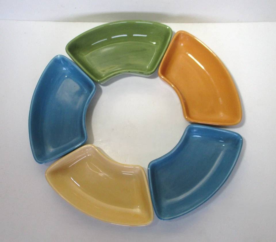 POTTERY BARN Colorful Serve Sausalito 5 Dip / Sauce Trays Assorted Colors - Image 1 of 4