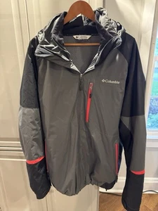 Men's Columbia Coat w/Hood - Size XXL - Black/Grey w/ Red Trim - Removable Liner - Picture 1 of 8