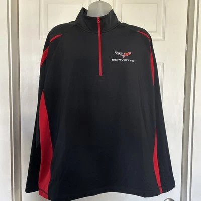 Chaqueta de rendimiento Corvette bordada 1/4 cremallera negra para hombre 3XL Foto 1 de 4