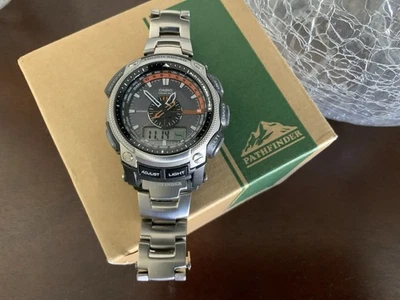 Casio PAW-5000 Titanium Pathfinder Pro Trek Triple Sensor Solar MultiBand6 5114 - Image 1 of 4