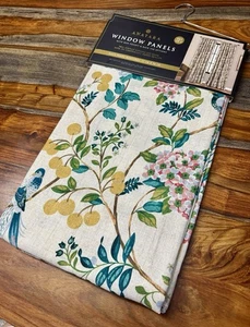 Anatara Vögel & Blumen Vorhänge 37x 96 Fenster Paneele Gardine Floral 2er Set - Bild 1 von 5