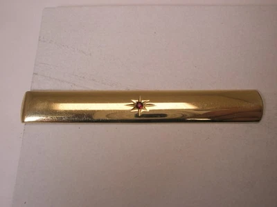 2-1/2" Red Rhinestone Starburst Design Vintage ANSON Tie Bar Clip simple plain - Image 1 of 4