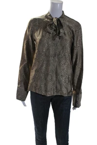 J Brand Women's Long Sleeves V-Neck Animal Print Workwear Blouse Gold Size S - Picture 1 of 6
