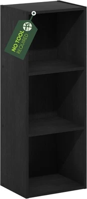 3 Cube No Tool Bookcase Small Storage Shelf Compact Organizer Bookshelf Black - Image 1 of 4