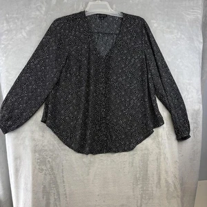 Camisa Torrid Mujer 00 Negro Blanco Lunares Blusa Fluida Manga Larga Cuello en V - Imagen 1 de 15
