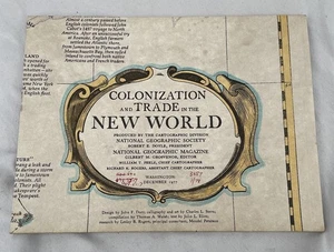 Vintage National Geographic Map Colonization And Trade In The New World 1977 - Imagen 1 de 4