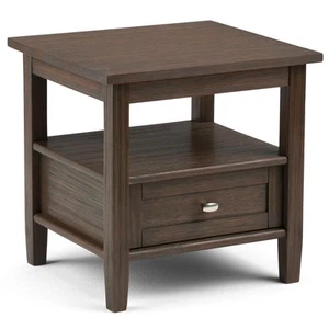 Simpli Home Warm Shaker SOLID WOOD 20 inch Wide Rectangle Transitional End Side - Picture 1 of 1