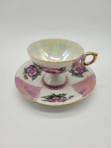 Vintage rosa & lila schillernde Teetasse & Untertasse Made in Japan (B1) - Bild 1 von 8