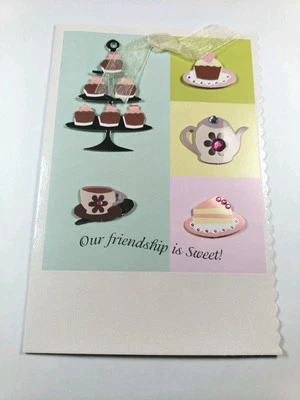 Friends Greeting Card 3-D Embellished Blank Inside Friendship Is So Sweet Treats - Image 1 of 4