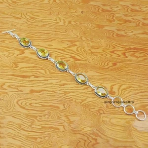 Pulsera ajustable hecha a mano de plata esterlina 925 de piedras preciosas... - Imagen 1 de 4
