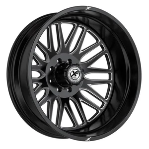 24x8.25 XF Off-Road XF-240 Gloss Black Milled DUALLY OUTER Wheel 8x6.5 (-215mm) - Picture 1 of 5