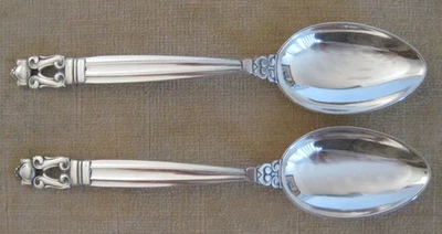 "Par de cucharaditas GEORG JENSEN BELLOTA esterlina 6 1/8""" Foto 1 de 3