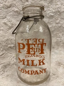 Seltene PET Milk Company halbe Gallone Glasflasche Berney-Bond Glass Co. Off Center - Bild 1 von 12