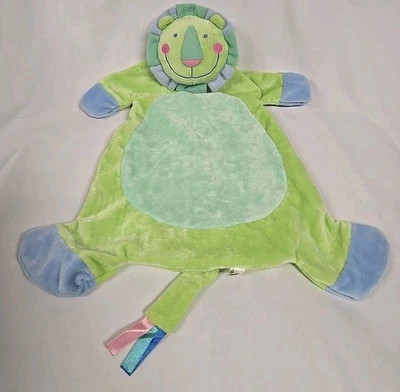 Manhattan Juguete Verde Azul León Bebé Manta Satén Etiqueta Cola Seguridad Lovey 14" Foto 1 de 4