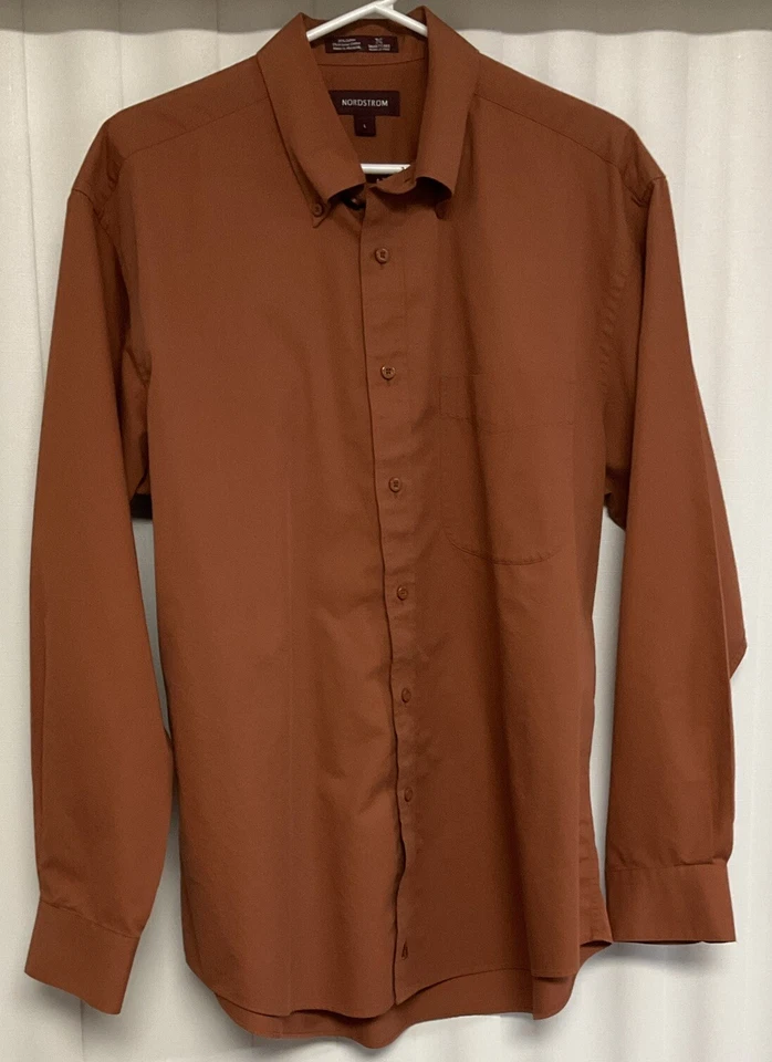 Camisa Nordstrom manga larga abotonada para hombre grande marrón.    9471 Foto 1 de 3