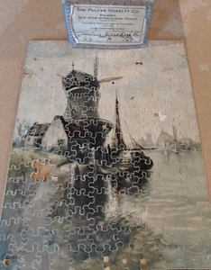 Vintage wooden jigsaw Idle Hour Interlocking Puzzle Dutch Windmill 167 12x9 - Picture 1 of 10