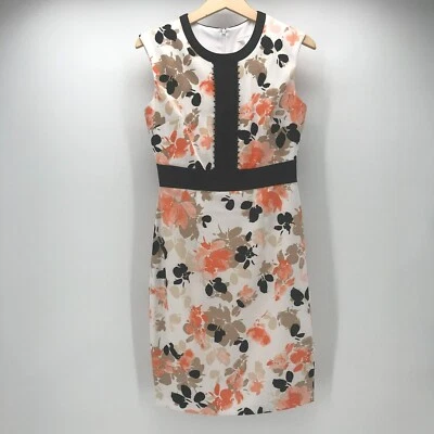 Vestido Vaina London Times Mujer 4 Naranja Negro Tostado Floral Apliques Encaje Retro  Foto 1 de 4