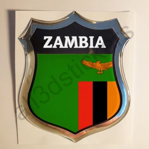 Sticker Zambia Emblem 3D Resin Domed Gel Zambia Flag Vinyl Decal Car Laptop - Picture 1 of 1