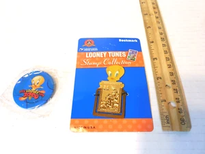 Tweety Bird   Looney Tunes U.S. Postal 1997 Stamp Collection Bookmark & Button - Picture 1 of 6