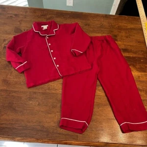 Pottery Barn kids red two piece button up pajamas size 6 - Picture 1 of 7
