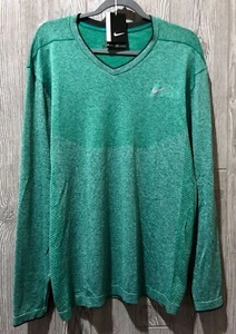 NIKE GOLF Dri Fit Seamless Knit V Neck Green L/S Top Shirt NEW Mens Sz 2XL - Picture 1 of 6