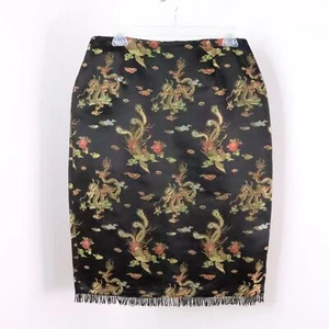 Karen Kane InStyle Women's 10 Y2K Asian Brocade Dragon Print Beaded Pencil Skirt - Picture 1 of 9