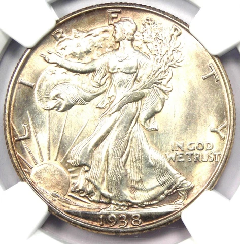 1938-D Walking Liberty Half Dollar 50C Coin - NGC Uncirculated Details (UNC MS) Cover
