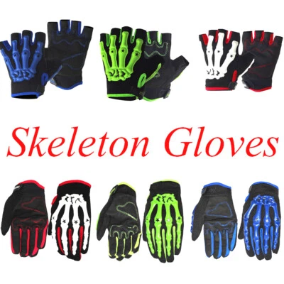 Guante completo/medio dedo Pro-Biker Hombres Ciclismo Bicicleta Motocicleta Calavera Hueso Esqueleto Foto 1 de 4