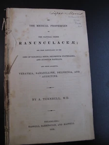 Plant Medicine Botany Medical Properties Ranunculaceae Caspar Morris Signed 1838 - Imagen 1 de 9
