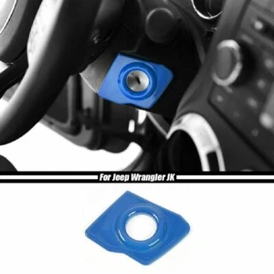 Blue Ignition Switch Start Stop Key Trim Cover Bezels For Jeep Wrangler JK 2007+ - Picture 1 of 7