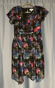Disney D-Signed Girls Multicolor Print Chiffon Midi Dress Sz L 14/16 - Punk Goth - Picture 1 of 24