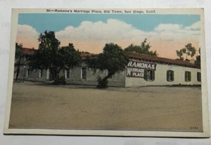 Romona’s Marriage Place, Old Town, San Diego, California. Postal (D3) - Imagen 1 de 2
