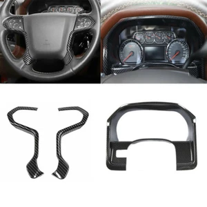 Cubierta de volante y tablero de instrumentos de fibra de carbono para Chevy Silverado 2014-2018 - Imagen 1 de 12