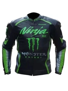 Kawasaki Ninja Racing Motorbike Leather Jacket Kawasaki Motorcycle Biker Jacket - Picture 1 of 3