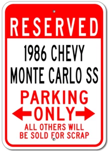 1986 86 CHEVY MONTE CARLO SS Parking Sign Custom Vintage Garage Aluminum Plaque - Picture 1 of 1