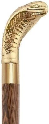 Antique Solid Brass  Head Handle Vintage Wooden Walking Stick Cane Gift Men new - Image 1 of 4