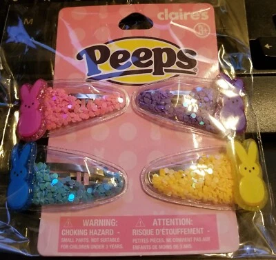 Brand New - Claire's Peeps Bunny Rabbit 4 Confetti Barrettes - Image 1 of 4