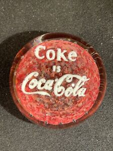 Vintage Original Large Glass Paperweight Coke is Coca Cola